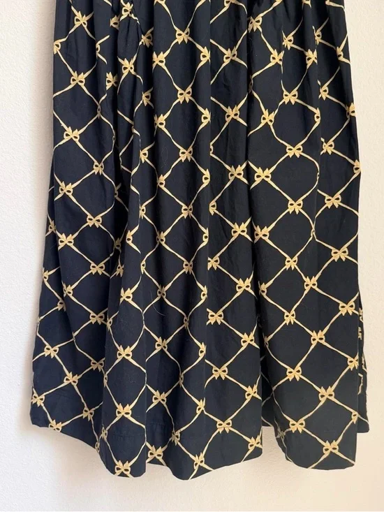 Damson Madder Black & Gold Patterned Smocked Maxi Dress 100% Organic Cotton - Picture 3 of 6